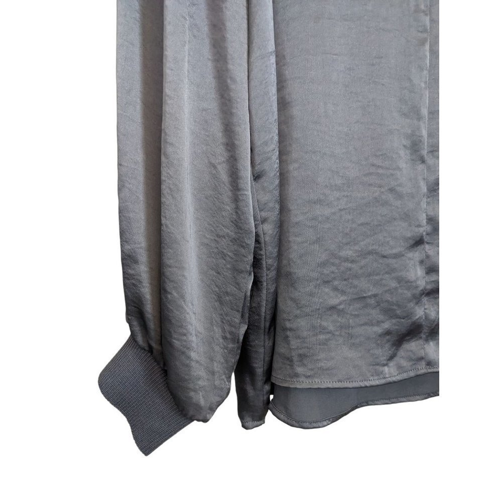 𝅺nwt Philosophy Feminine Silky Blue Gray Lone Sleeve Blouse Women's Size Large - Picture 3 of 7